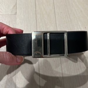 Authentic Prada black leather ladies vintage belt